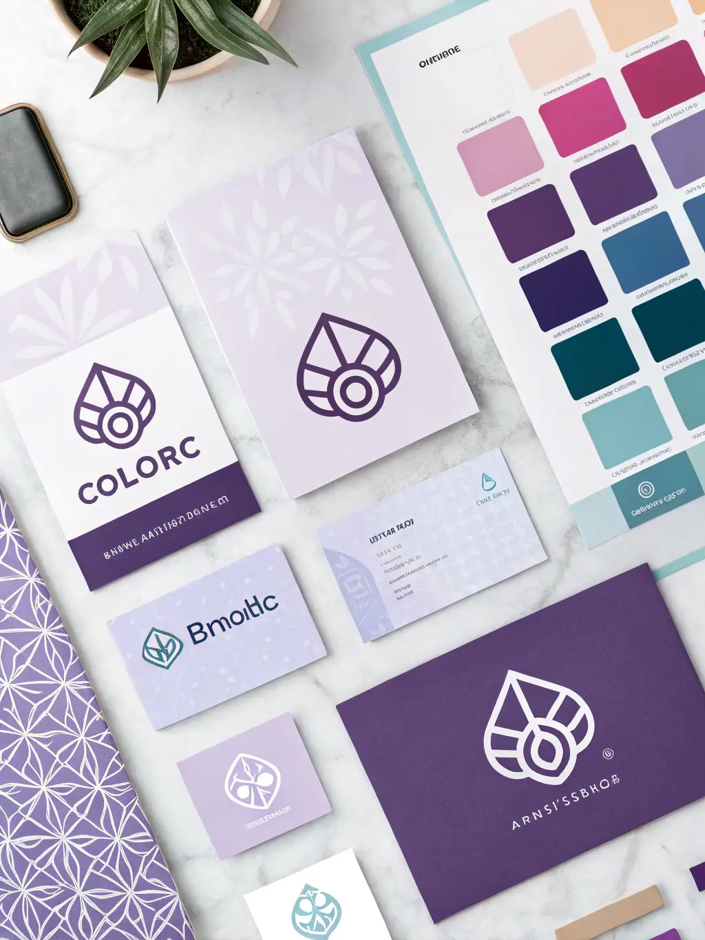 A visually appealing graphic illustrating the concept of branding, with elements like logos, color palettes, and typography coming together to form a cohesive brand identity for a service-based business.
